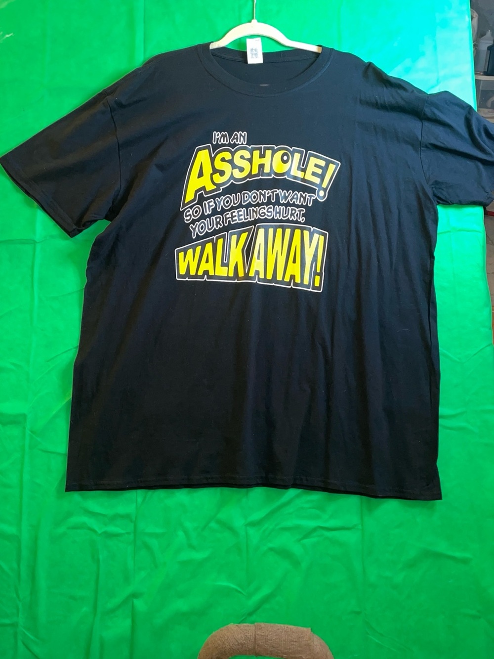 Gildan Black Short Sleeve Tee with Yellow Graphic Text